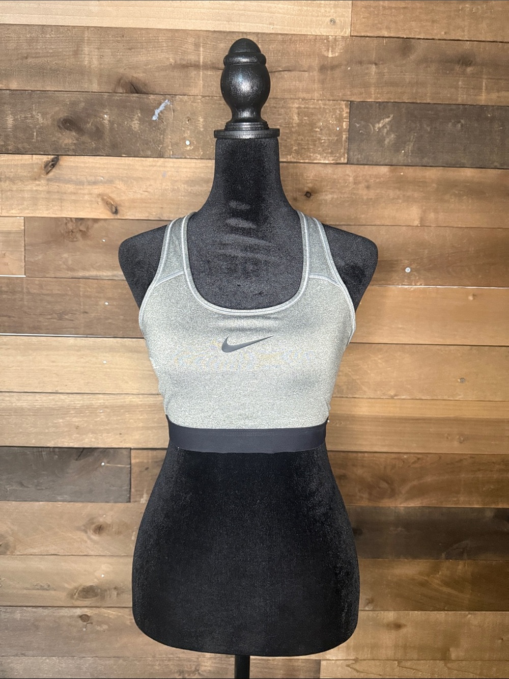 Nike Light Gray Racerback Sports Bra with Black Band